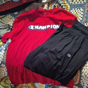 Champion Red and Black Short Sleeve Tee